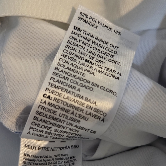 Chico's Women's So Slimming Blue And White Pinstriped Ankle Pant, Size 12 - Picture 3 of 8